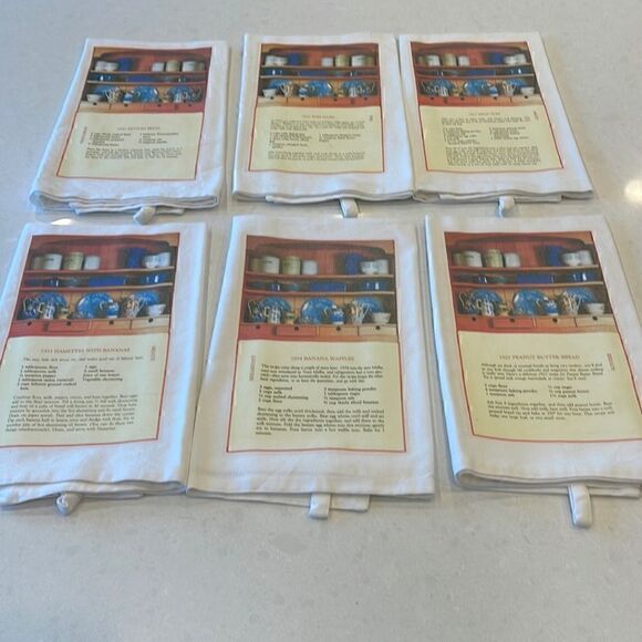 Flour sack recipe printed, super idea for gift. New not washed. 6 in group.